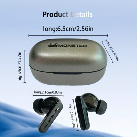 Monster Wireless Earbuds - True Wireless Earphones With USB-C Fast Charging Case, Built-In Mic For Clear Calls, In-Ear Design, Ideal For Active Lifestyles
