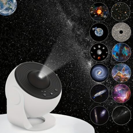 12-in-1 Galaxy Projector Starry Night Light - Realistic Planetarium with Solar System, Constellation, Moon, and Colorful LED Lights for Bedroom Ceiling, Home Theater, and Living Room Decor