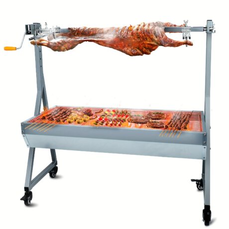 Rotisserie Grill With Wind Screen Roaster BBQ Outdoor Pig Lamb Rotisserie Roaster 132LBSu002F60KG Stainless Steel Charcoal Spit Rotisserie Roaster Grill For Camping Outdoor Barbecue