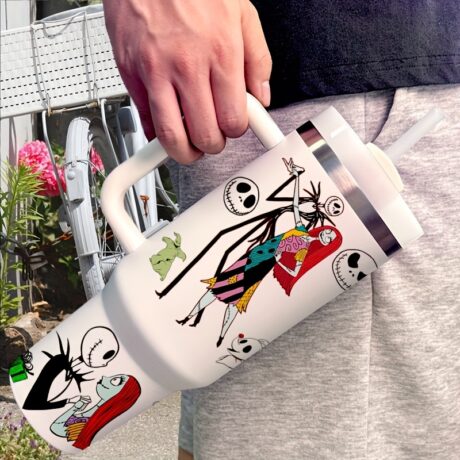 40Oz Disney The Nightmare Before Christmas Insulated Stainless Steel Tumbler - Keeps Drinks Hot or Cold for Hours, BPA-Free, Durable, and Easy to Clean - Perfect Gift for Family and Friends, Fans of Jack Skellington and Sally